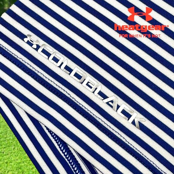 Under Armour Mens Heat Gear Golf Polo Shirt Coldback Blue White Stripe XXL 2XL - Picture 6 of 11